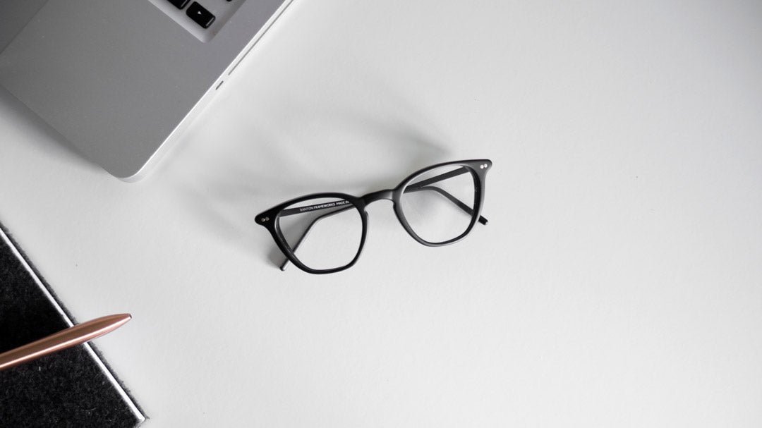 Blue light blocking glasses made from black acetate in the UK